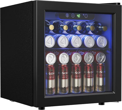 48 Can Beverage Refrigerator Cooler, Mini Fridge Glass Door by ICYGLEE