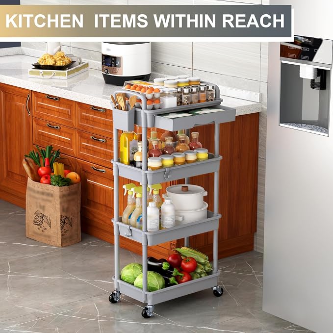 Goovilla 4 Tier Rolling Utility Cart Organizer - Image 7