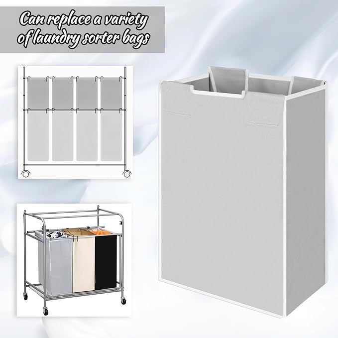 3 Pack Large Laundry Sorter Replacement Bags, Hamper Cart Removable Replacement - Image 4