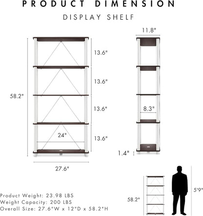 HOMES: INSIDE + OUT Apexa Modern 5-Tier Wide Shelving Units, Collectibles - Image 3