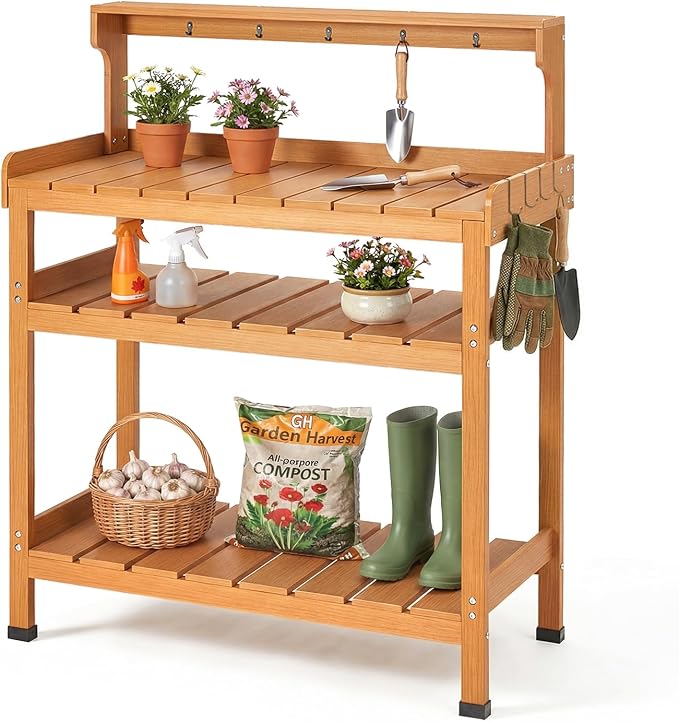 Frogprin Potting Bench Table, Extra-Large Outdoor Garden Potting Bench by Frogprin