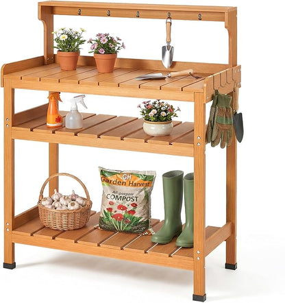 Frogprin Potting Bench Table, Extra-Large Outdoor Garden Potting Bench by Frogprin