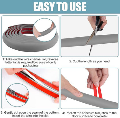 Floor Cord Cover Self Adhesive Cord Hider, 10FT Cable Management, Extension - Image 8