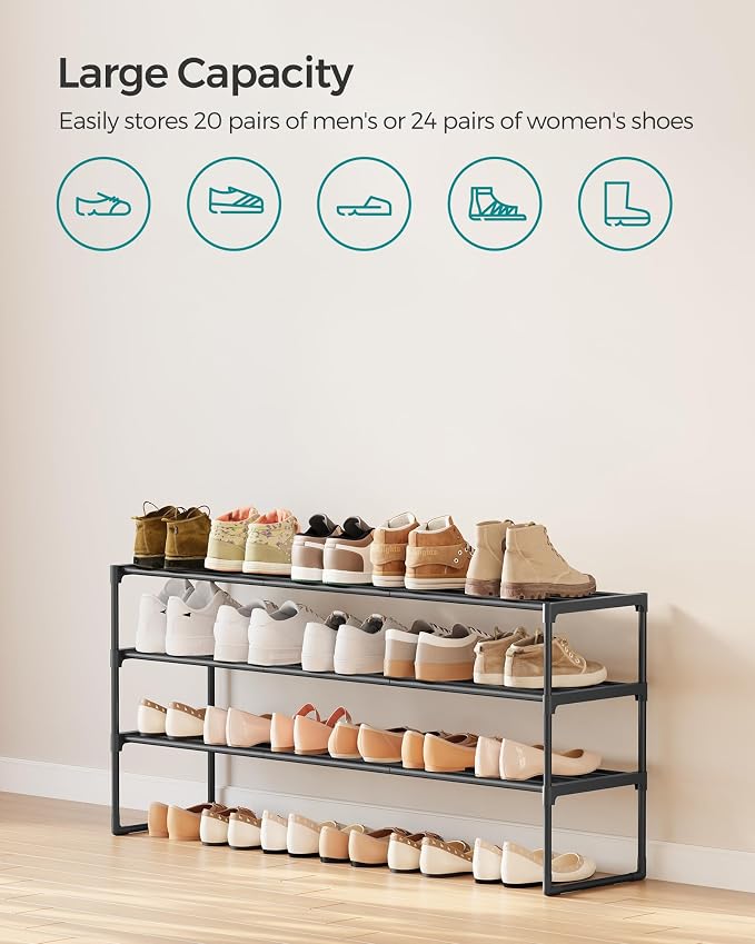 SONGMICS Shoe Rack, 3-Tier Shoe Organizer, Metal Storage Shelf, Upright or - Image 6