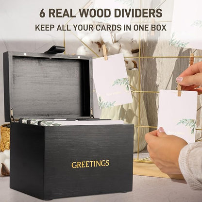 Large Bamboo Greeting Card Organizer Box - Image 6