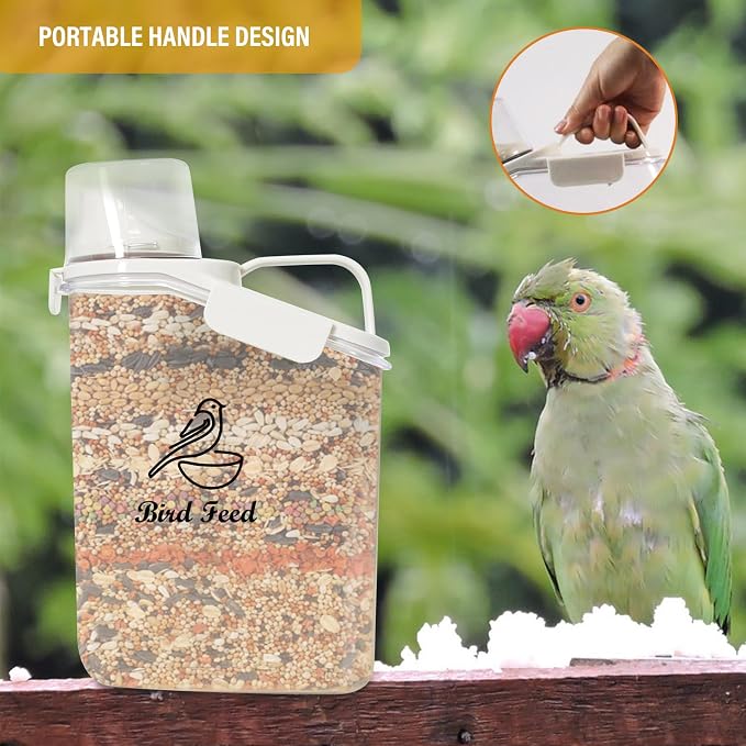 Bird Seed Storage Container Portable-3 Qt/2.8 L Clear Plastic Pet Food - Image 5