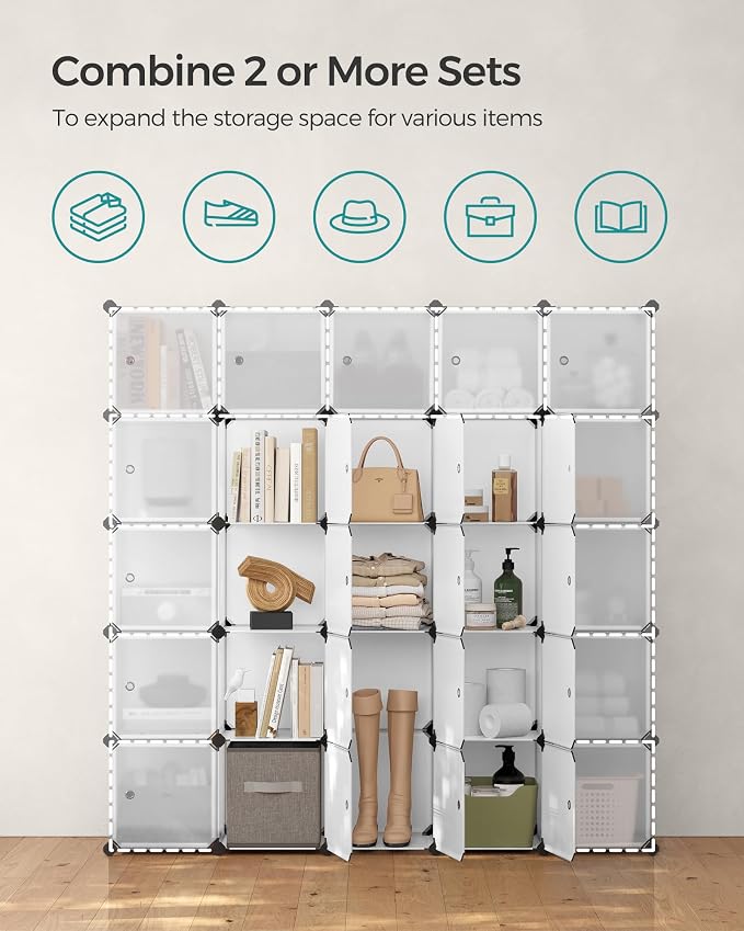 SONGMICS Cube Storage Organizer, Closet Storage Shelves, DIY Plastic Closet - Image 5
