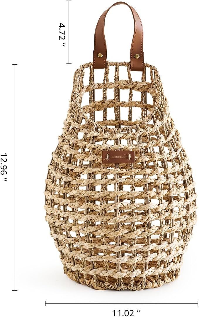 Woven Front Door Basket Water Hyacinth Wall Hanging Basket Decorative Boho - Image 2