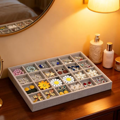 Stratalife 24 Grid Jewelry Organizer Tray, Stackable Drawer Earring Organizer - Image 7