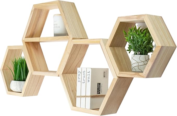 Hexagon Floating Shelves Set of 4 by LABENDHOME