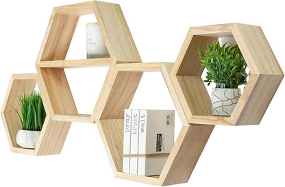 Hexagon Floating Shelves Set of 4 by LABENDHOME