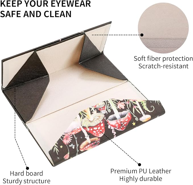 Foldable Glasses Case, Magnetic PU Leahter Sunglasses Case, Cute Hard Shell - Image 4