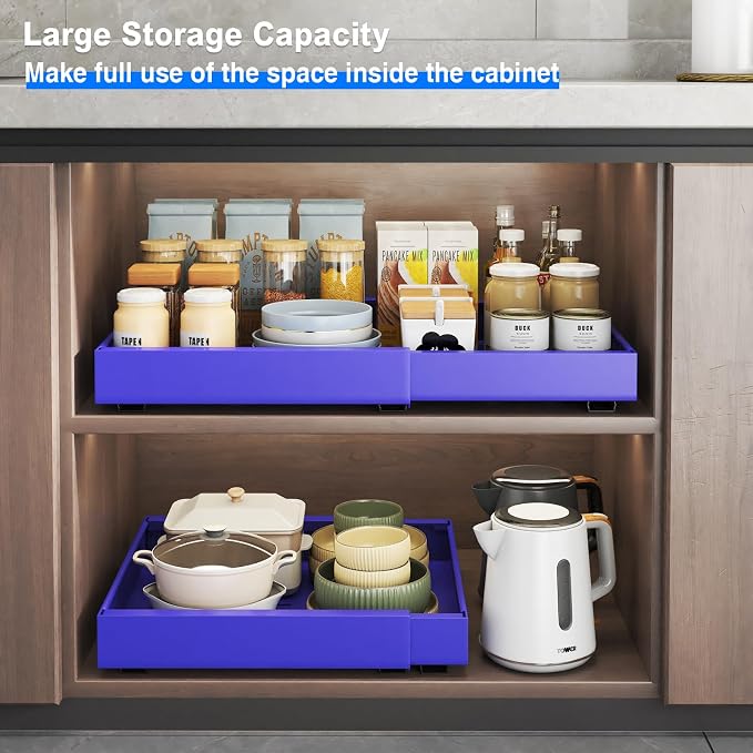 Mustorn 2 Pack Pull Out Cabinet Organizer, Expandable Slide Out Drawers - Image 4