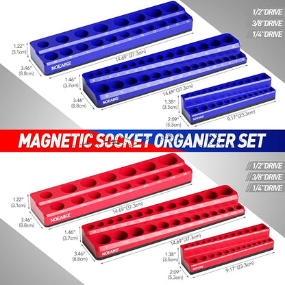 Magnetic Socket Organizer, 3/8" Drive Socket Trays, Holds 108 Pcs Standard and - Image 4