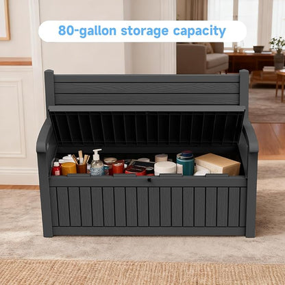 80 Gallon Outdoor Storage Bench, Heavy Duty Deck Box - Image 4