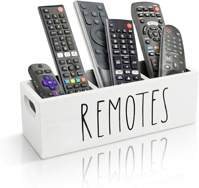 Remote Control Holder, Farmhouse Remote Storage Caddy, Bedside TV Controller Box by CHONIC
