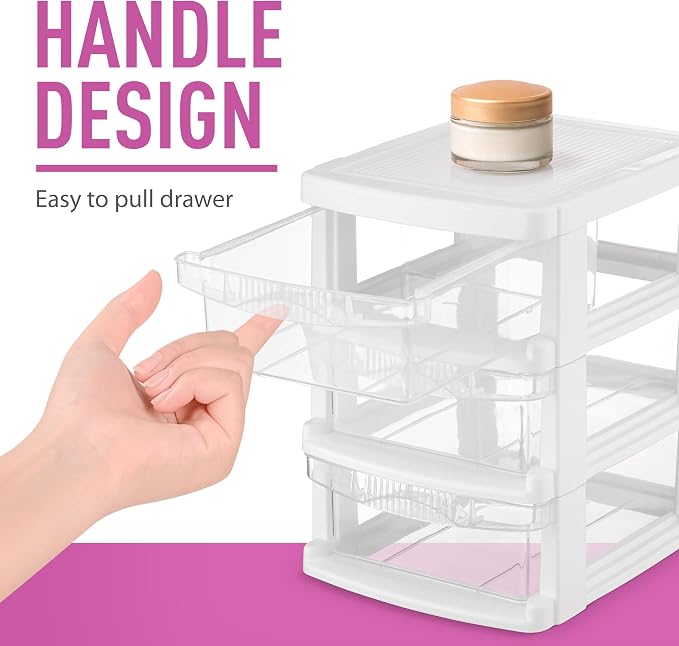 Tribello 3 Drawer Plastic Storage, Mini Drawer Unit - Image 4