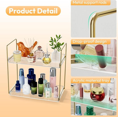 Bathroom Countertop Organizer, 2 Tier Acrylic Tray Vanity Counter Skincare - Image 3