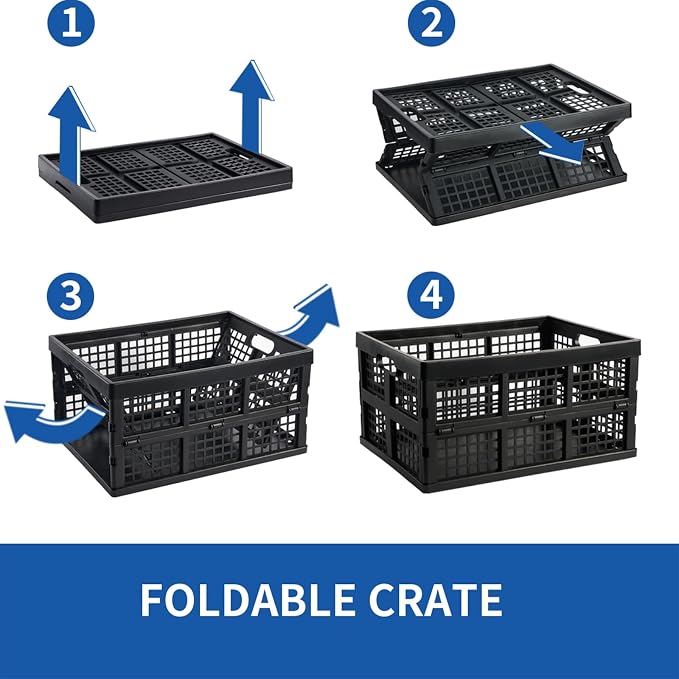 3-Pack Plastic Collapsible Storage Crates-30L, Foldable Plastic Crates - Image 4