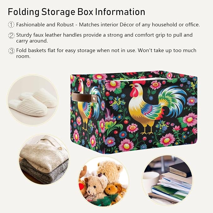 Traditional Chicken Foldable Storage Basket - Image 5
