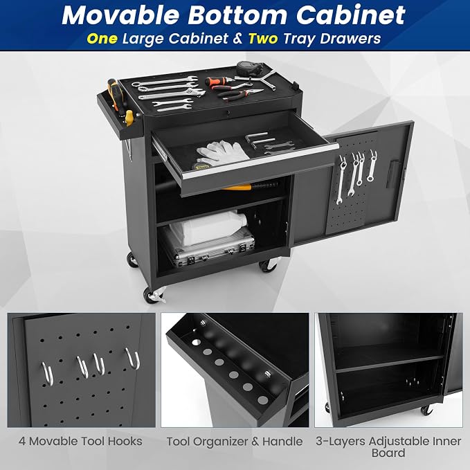 Goplus Rolling Tool Chest, 5-Drawer Tool Box Organizer w/Lockable Wheels & - Image 6