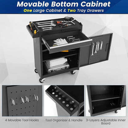 Goplus Rolling Tool Chest, 5-Drawer Tool Box Organizer w/Lockable Wheels & - Image 6
