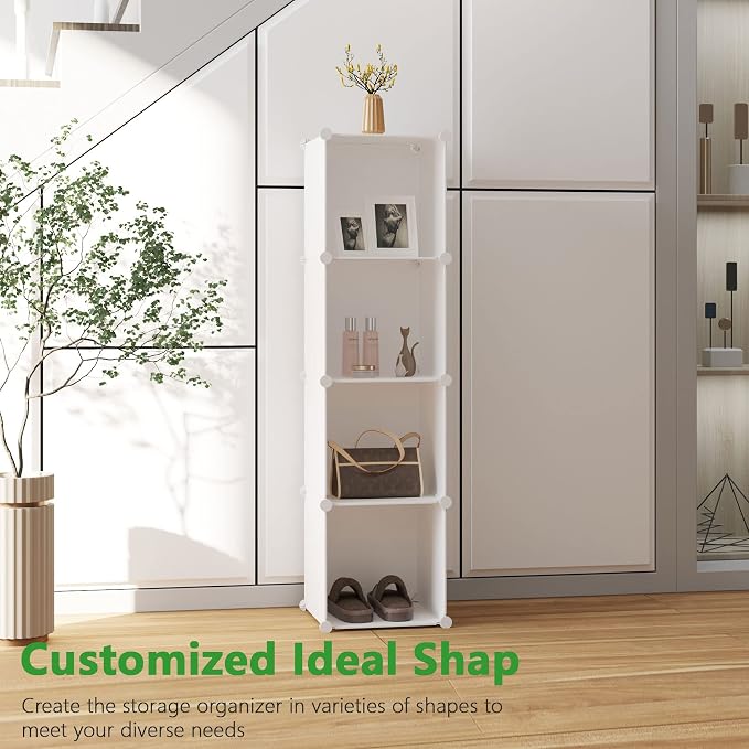 C&AHOME Plastic Cube Storage Organizer, 4-Cube Shelves Units, Milky | DIY - Image 5