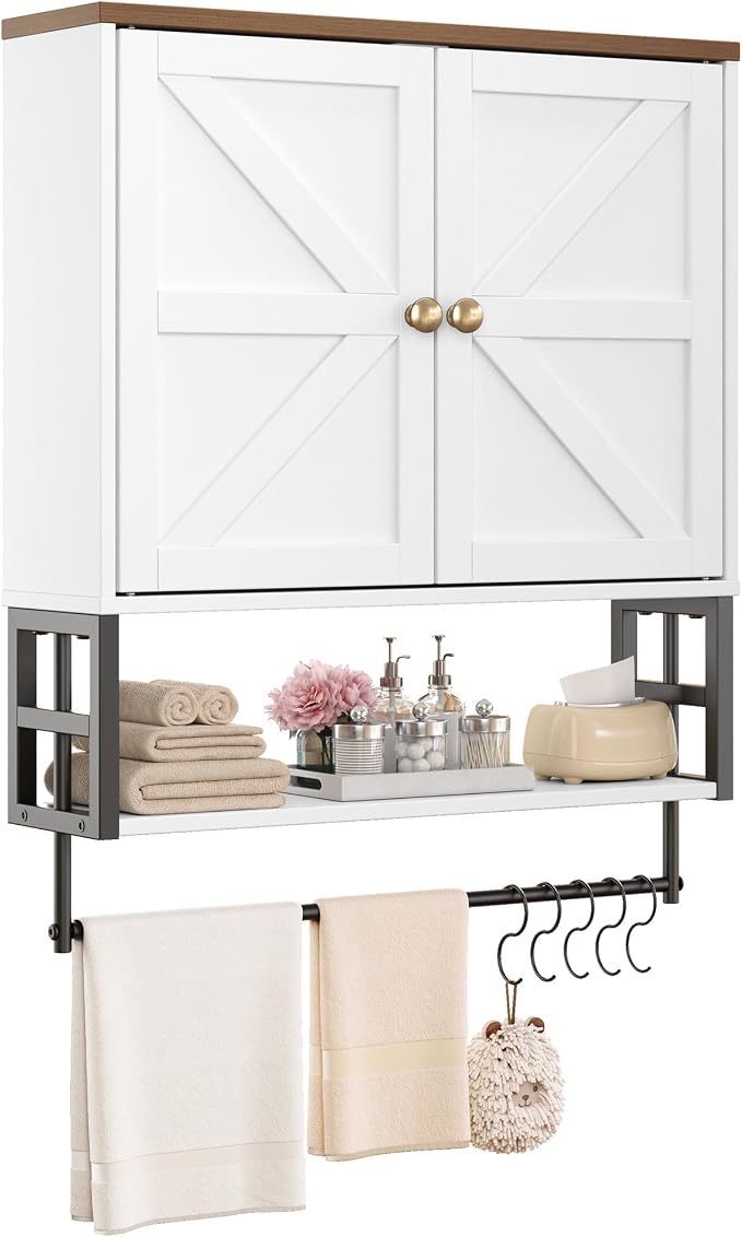 Wall Mounted Bathroom Storage Large Farmhouse Medicine Cabinet | 2 Doors & by FUNHUKSON