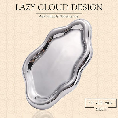 CCINPPY Ceramic Jewelry Tray Trinket Dish, Decorative Cloud Vanity Key Tray - Image 2
