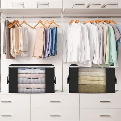 Large Storage Bags, 4 Pack Clothes Storage Bins Foldable Closet Organizers - Image 6
