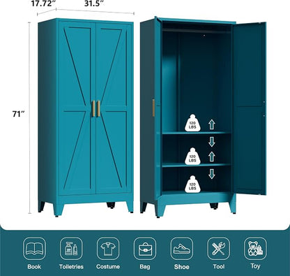 71" Tall Metal Wardrobe Closet - Image 3
