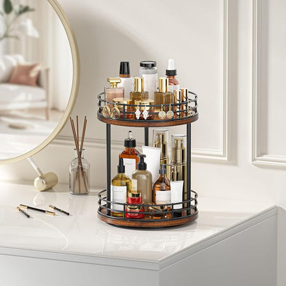 Bathroom Organizer Countertop, 2 Tier Rotating Makeup Organizer Countertop - Image 3