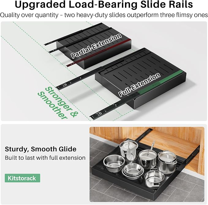 6 Pack Pull out Cabinet Organizer, Expandable Heavy Duty Slide out Drawer Fixed - Image 5