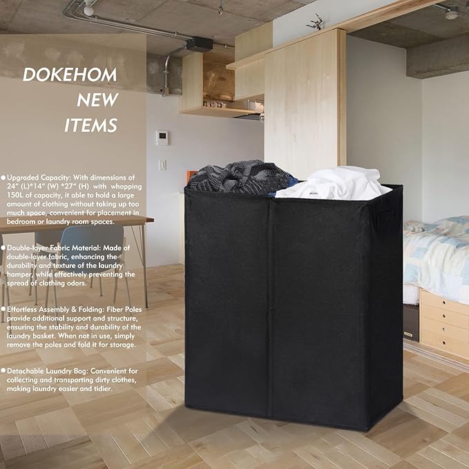 DOKEHOM 150L Double Laundry Basket - Image 2
