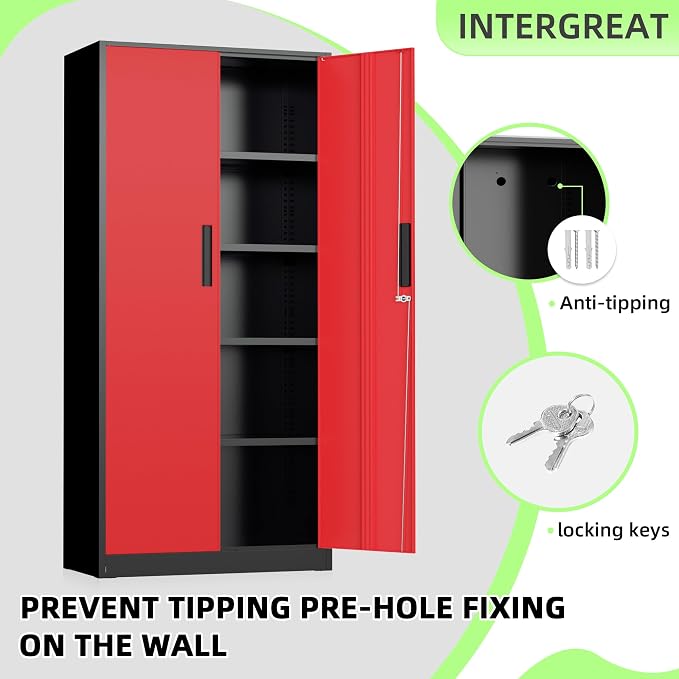 INTERGREAT Metal Storage Cabinet, Tall Metal Cabinet - Image 5