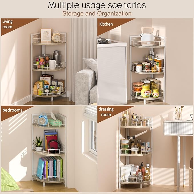 DAOUTIME Bathroom Standing Shelf, 3 Tier Free-Standing Shelf Units, Open Floor - Image 7