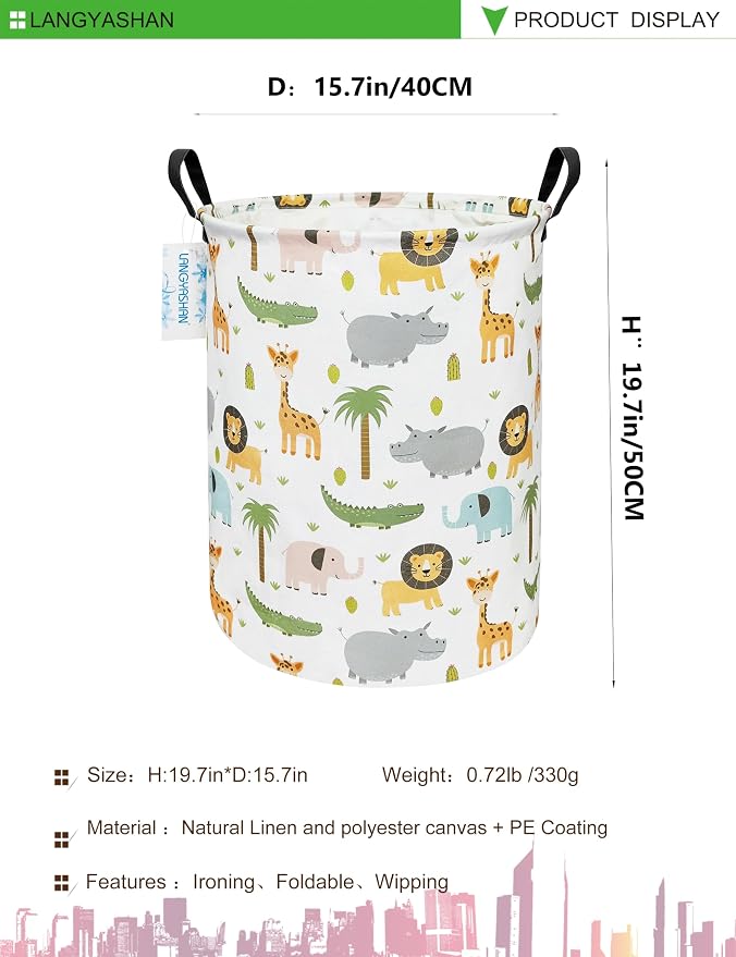 LANGYASHAN Laundry Basket Canvas Fabric Collapsible Organizer Basket - Image 2