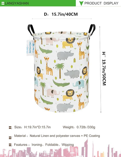 LANGYASHAN Laundry Basket Canvas Fabric Collapsible Organizer Basket - Image 2