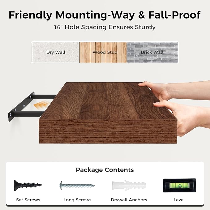 Fun Memories 30 Inch Floating Shelves, 12 Inch Deep Floating Shelf - Image 7