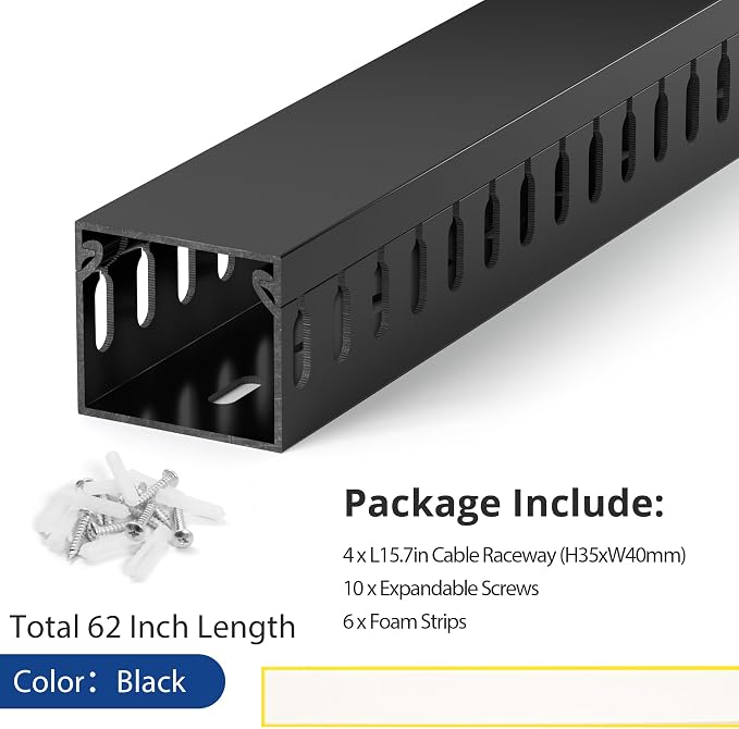 63in Professional Server Rack Cable Management Raceway, H1.4 x W1.6in Cable - Image 4