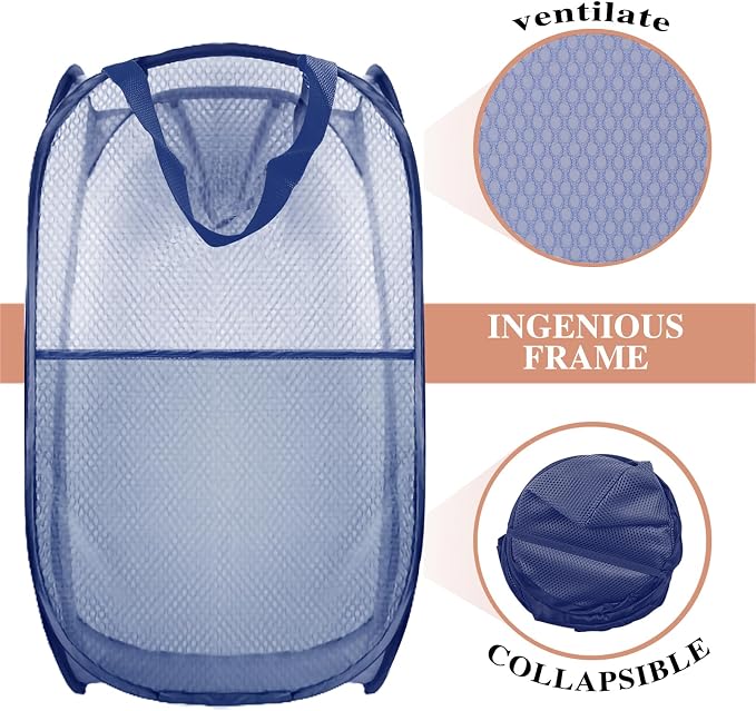 Collapsible Pop Up Laundry Hamper, Extra Large Mesh Foldable Laundry Basket - Image 4