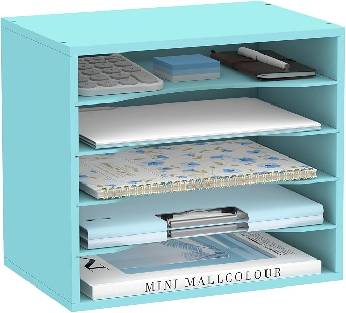5 Tier Wood Desk Organizer, Mail Sorter and Paper Organizer by SUPEASY