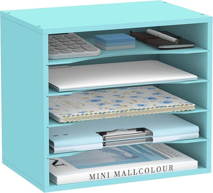 5 Tier Wood Desk Organizer, Mail Sorter and Paper Organizer by SUPEASY