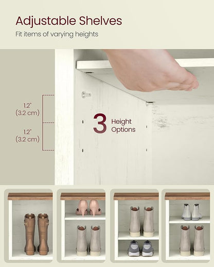 VASAGLE Shoe Bench, Storage Bench, 6 Compartments, Adjustable Shelves, - Image 4