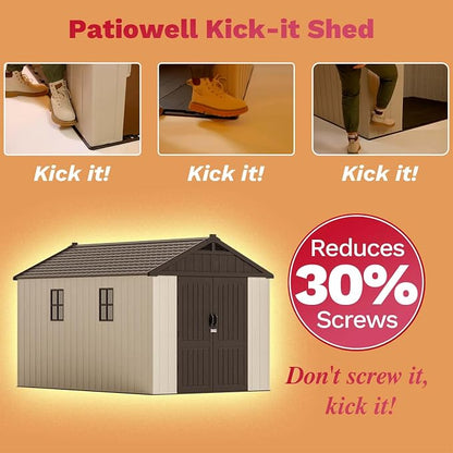 Patiowell 8 x 12 FT Plastic Outdoor Storage Shed - Image 3