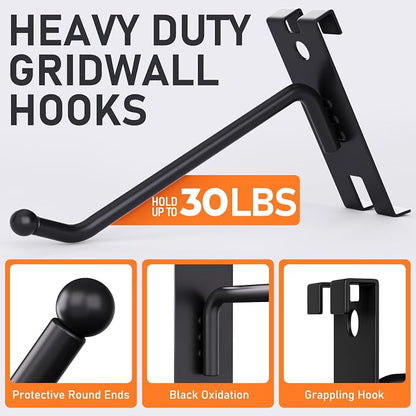 INCLY 2/4/6 Inch Gridwall Hooks, 60 Pack Heavy Duty Black Display Hooks - Image 2