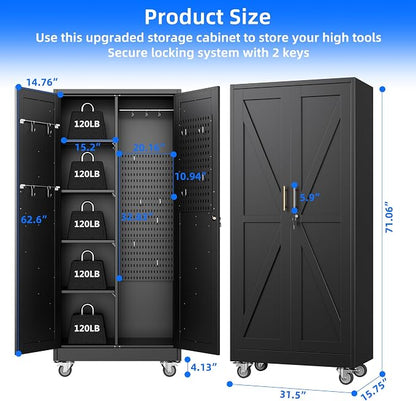 Black Broom Closet Storage Cabinet - Image 3