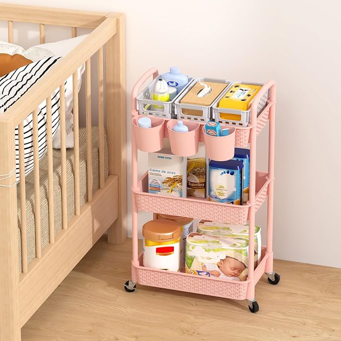 MOYIPIN 3-Tier Plastic Rolling Utility Cart - Image 5