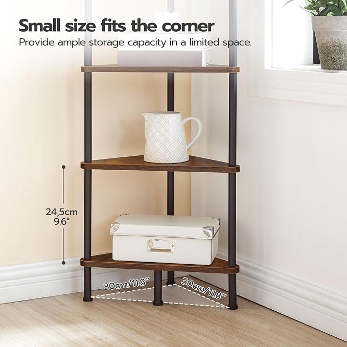 HOOBRO Corner Shelf Stand, Industrial 6-Tier Wall Corner Bookshelf - Image 7
