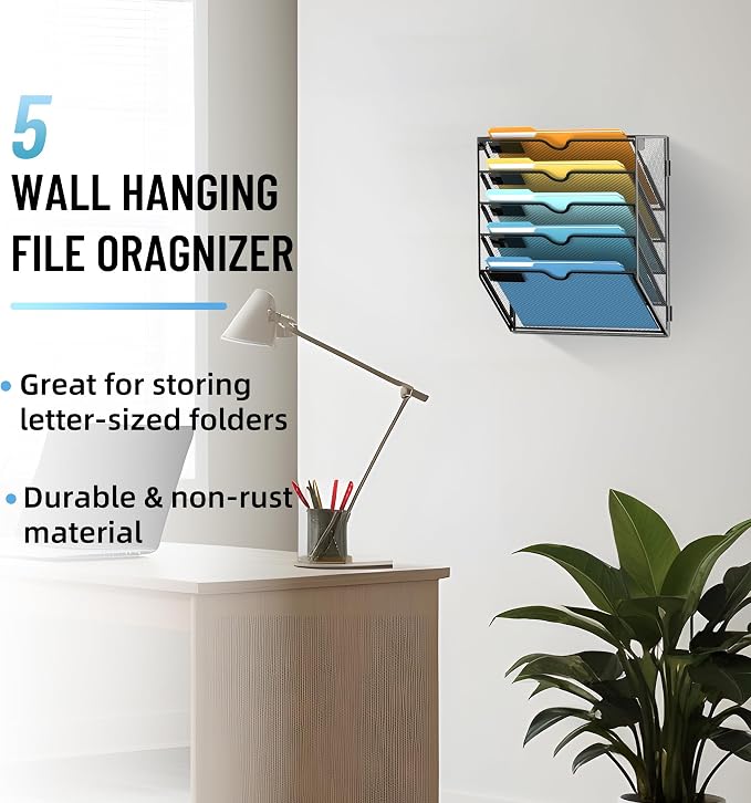 SUPEASY 5-Tier Wall File Holder Organizer - Image 2